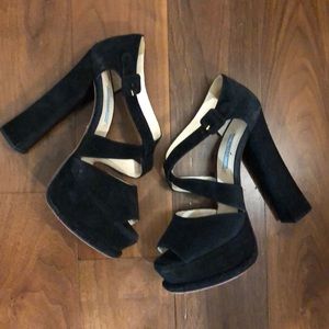 Prada suede platform heels